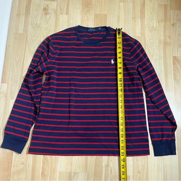 Polo by Ralph Lauren Men's Navy and Red long Striped Shirt Size Medium - Picture 2 of 5